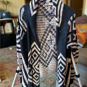 Listicle Mohair Cardigan Women Small Medium Open Front Southwestern Chunky Knit